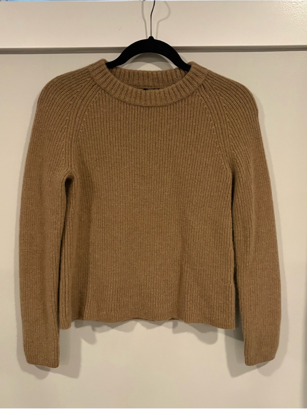 Quince Mongolian Cashmere Ribbed Crewneck Fisherman Sweater Camel Women S 2024